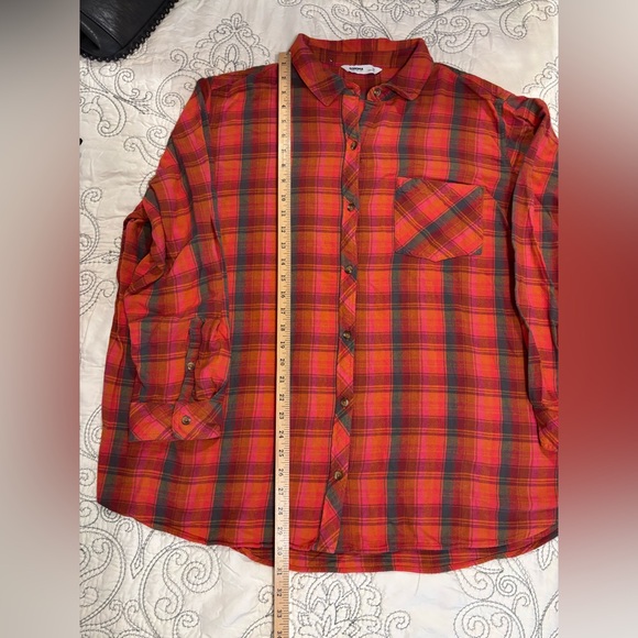 Sonoma 3X Flannel shirt, EUC, reddish orange color, plus size - Picture 9 of 9